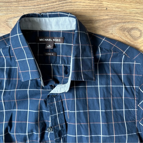 Michael Kors Men’s Checkered Button Down Shirt Size Medium - Picture 2 of 7